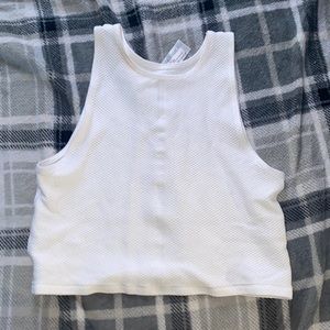 See through white mesh workout top